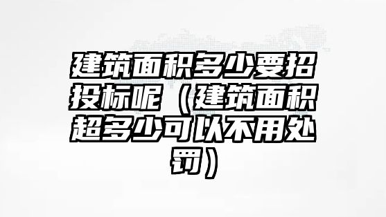建筑面積多少要招投標(biāo)呢（建筑面積超多少可以不用處罰）