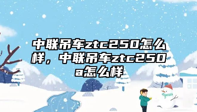 中聯(lián)吊車ztc250怎么樣，中聯(lián)吊車ztc250a怎么樣