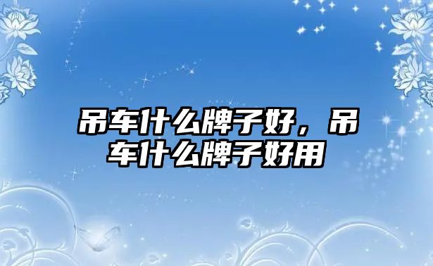 吊車什么牌子好，吊車什么牌子好用