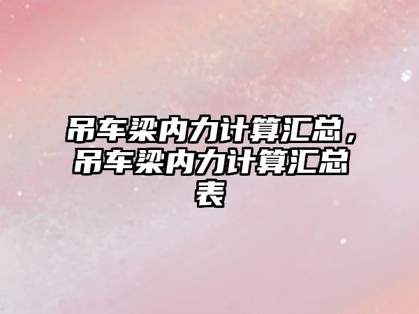 吊車梁內(nèi)力計算匯總，吊車梁內(nèi)力計算匯總表